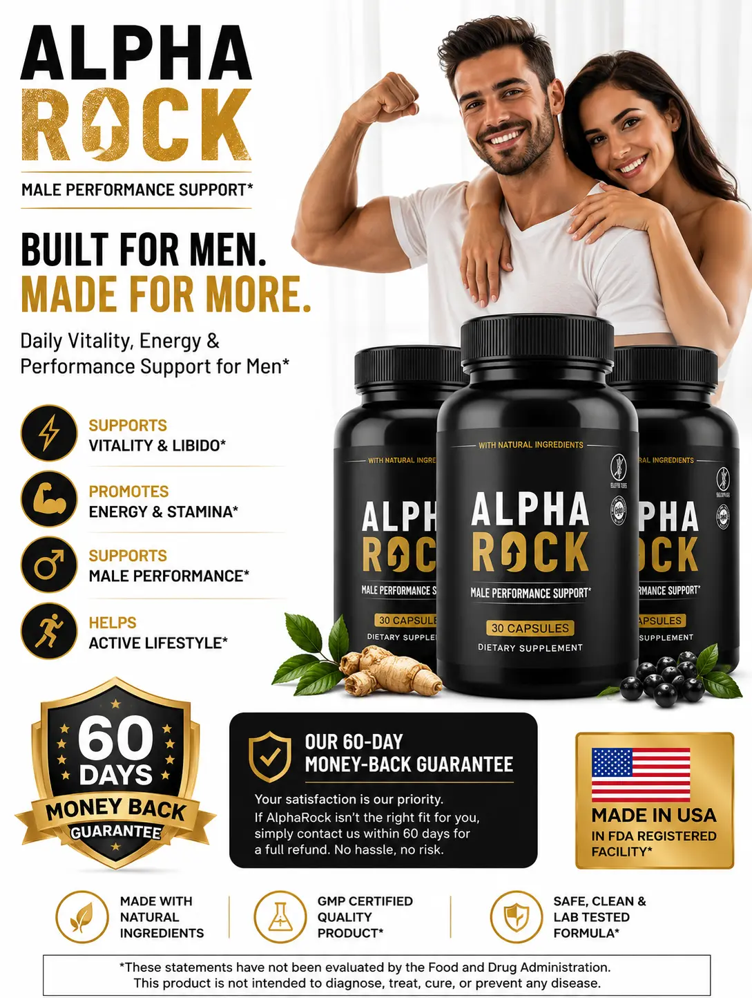 AlphaRock Daily Male Vitality Wellness Supplement